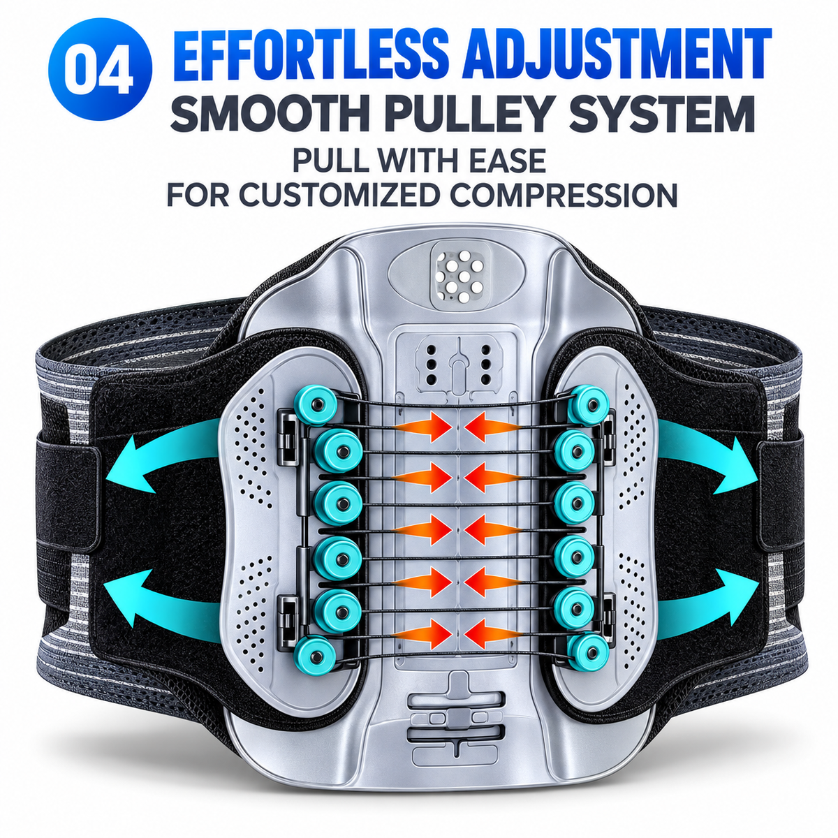 Adjustable Lumbar Support Back Brace with Pulley System – 360° Lower Back Support