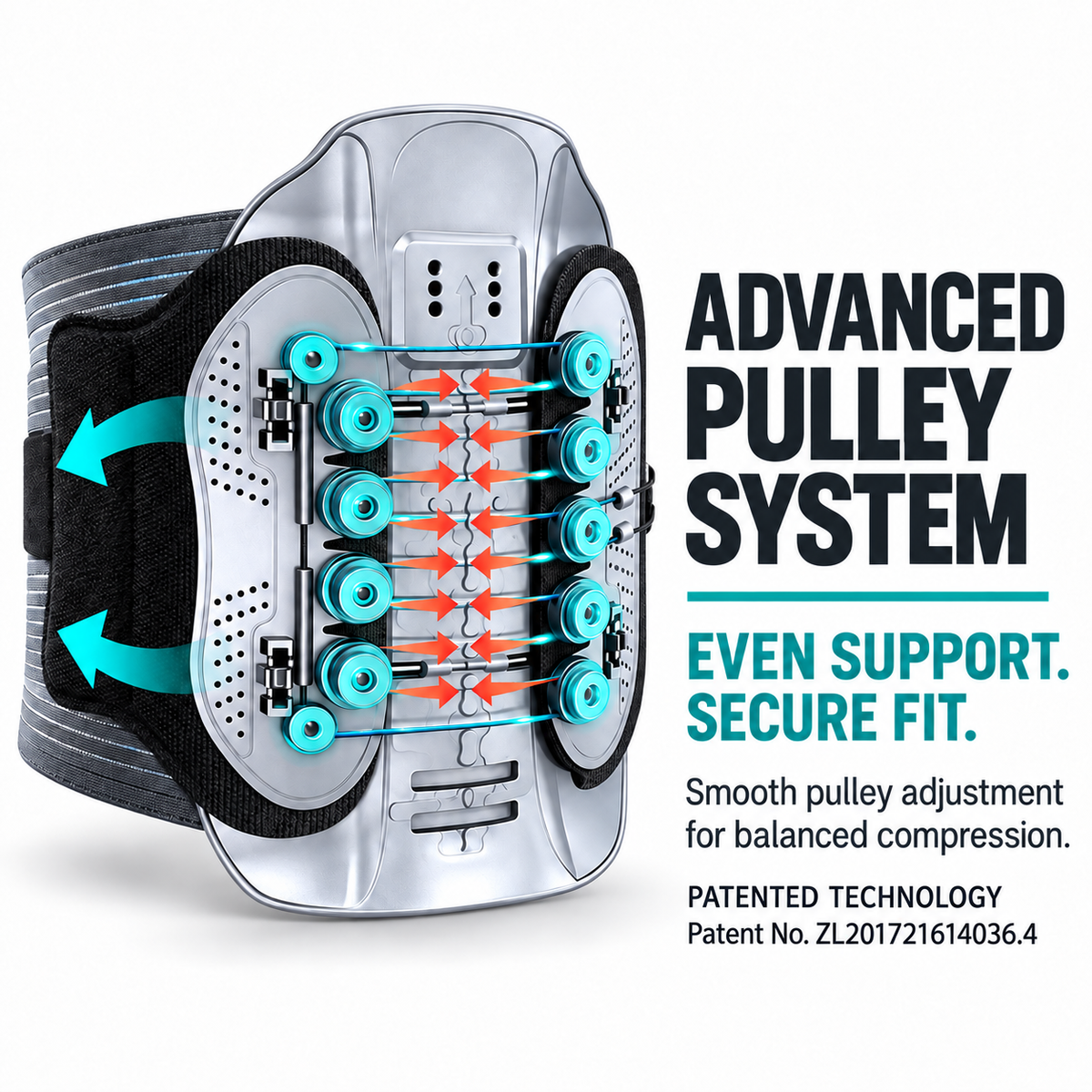 Adjustable Lumbar Support Back Brace with Pulley System – 360° Lower Back Support