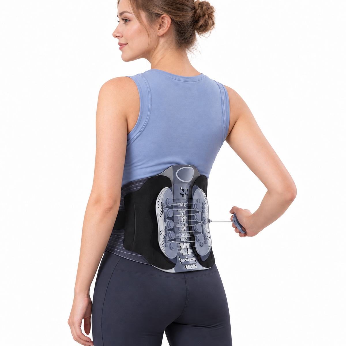 Adjustable Lumbar Support Back Brace with Pulley System – 360° Lower Back Support