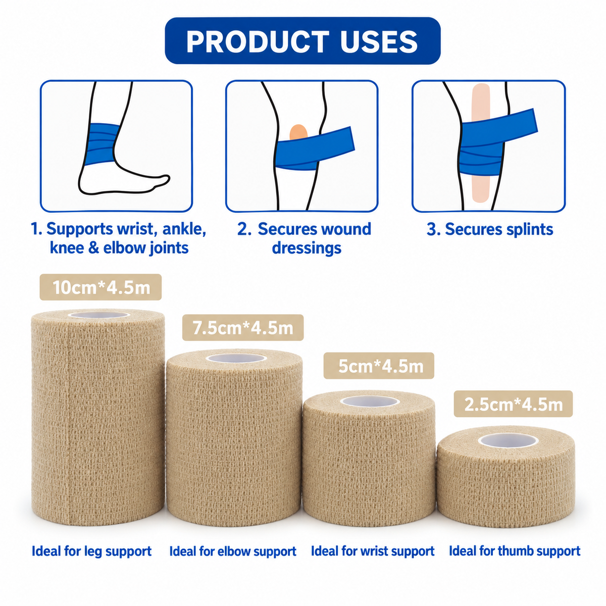 Self-Adhesive Sports Wrap – 10 Rolls
